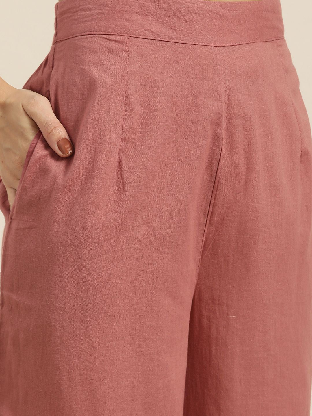Dhiyona SN Women's Pink Pure Cotton Kurta with Palazzos & Dupatta