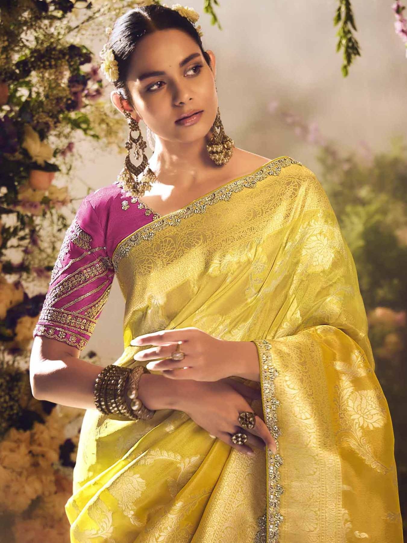 Dhiyona KM Women The Golden Sunrise: A Celebration In Yellow & Magenta