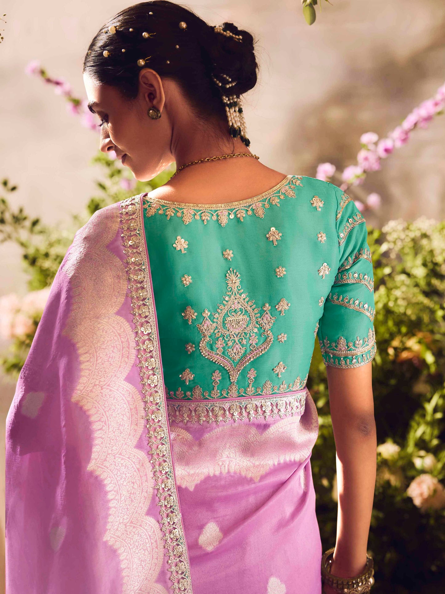 Dhiyona KM Women The Royal Orchid: A Banarasi Masterpiece In Lavender & Teal
