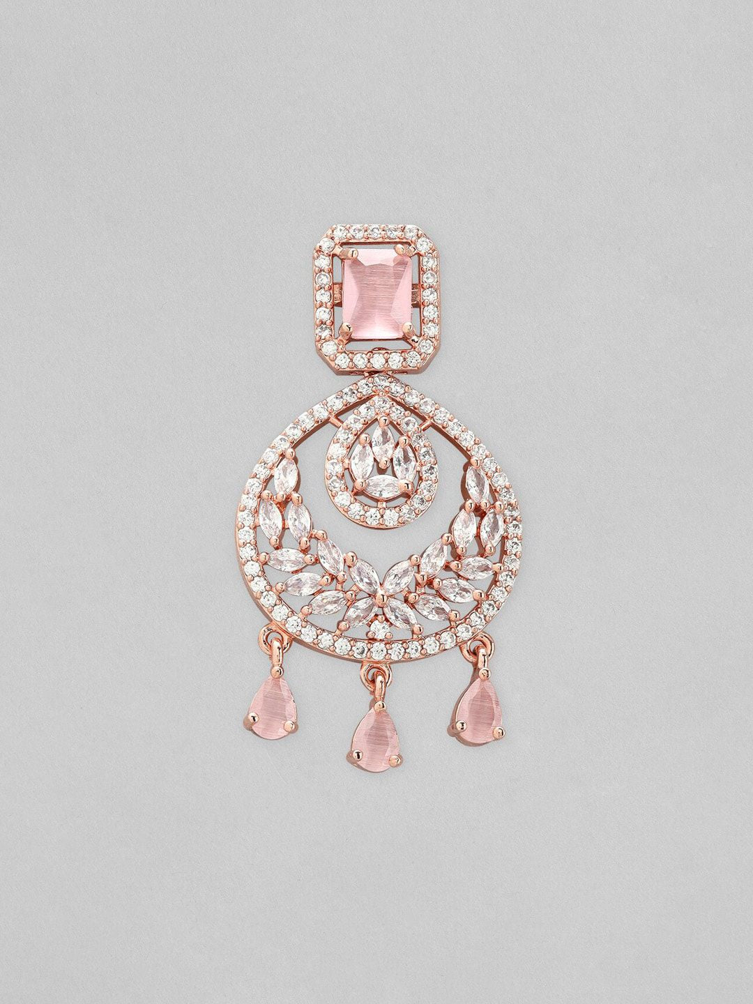 Dhiyona RJ Women's 18K Gold-Plated AD & Cubic Zirconia Studded Teardrop Shaped Drop Earrings