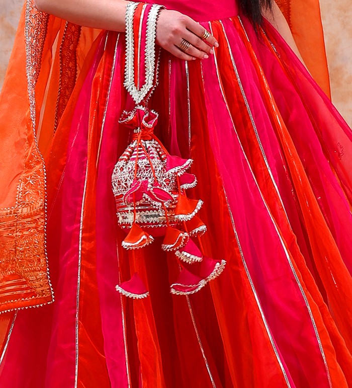 Dil Kash Orange Pink Double Shade Anarkali