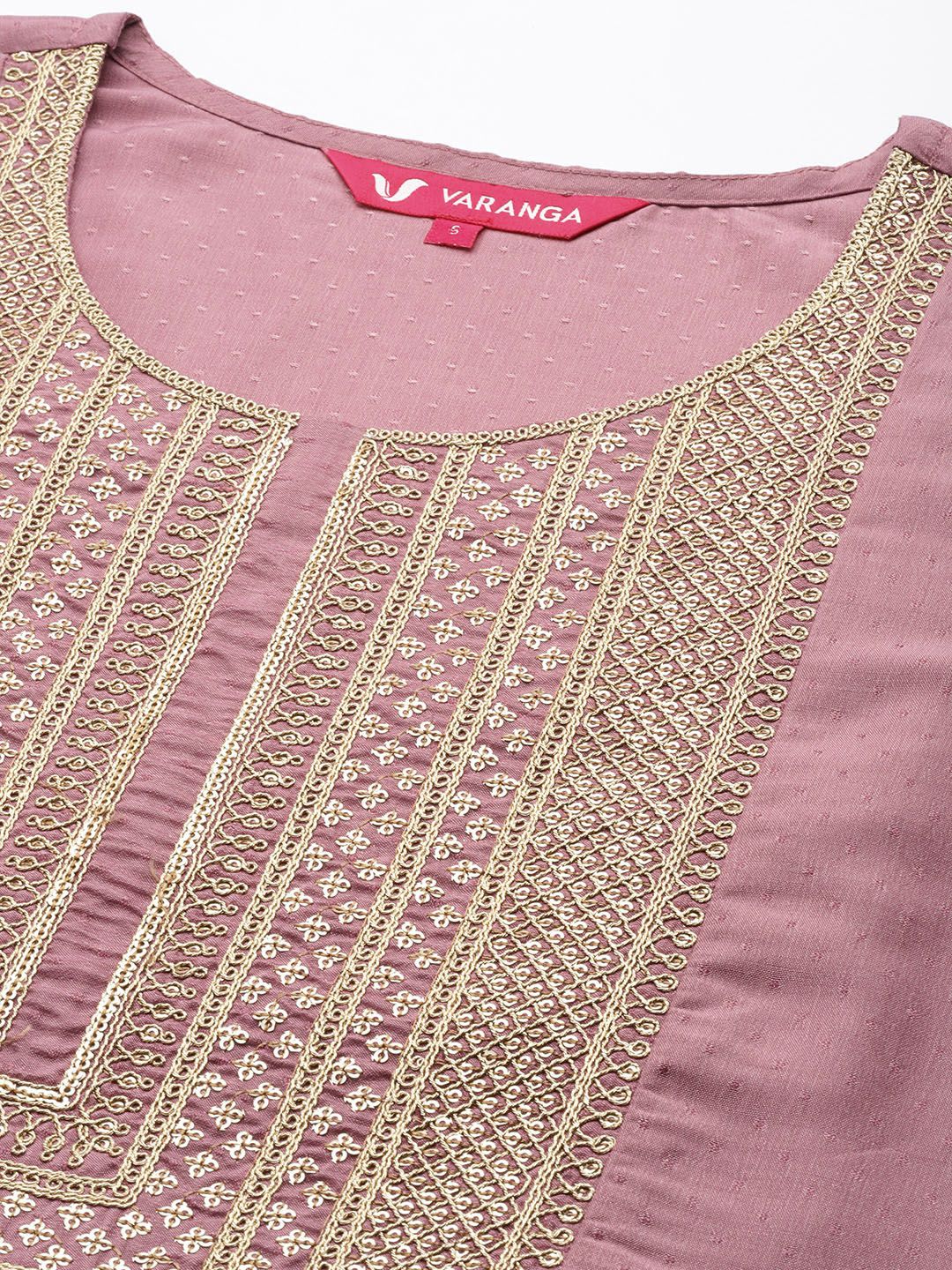 Dhiyona VA Women's Rose Embroidered Empire Kurta with Trousers & With Dupatta