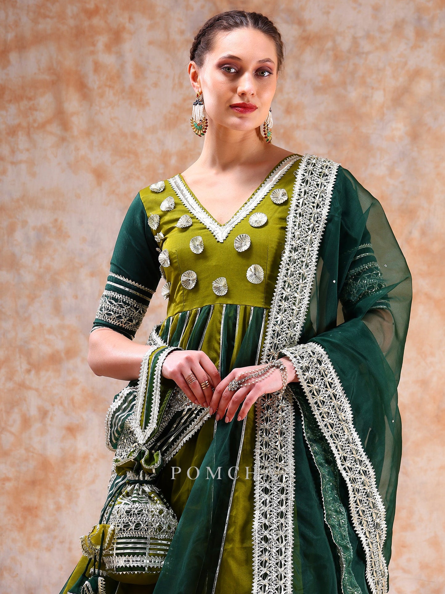 Dil Kash Green Double Shade Anarkali Set