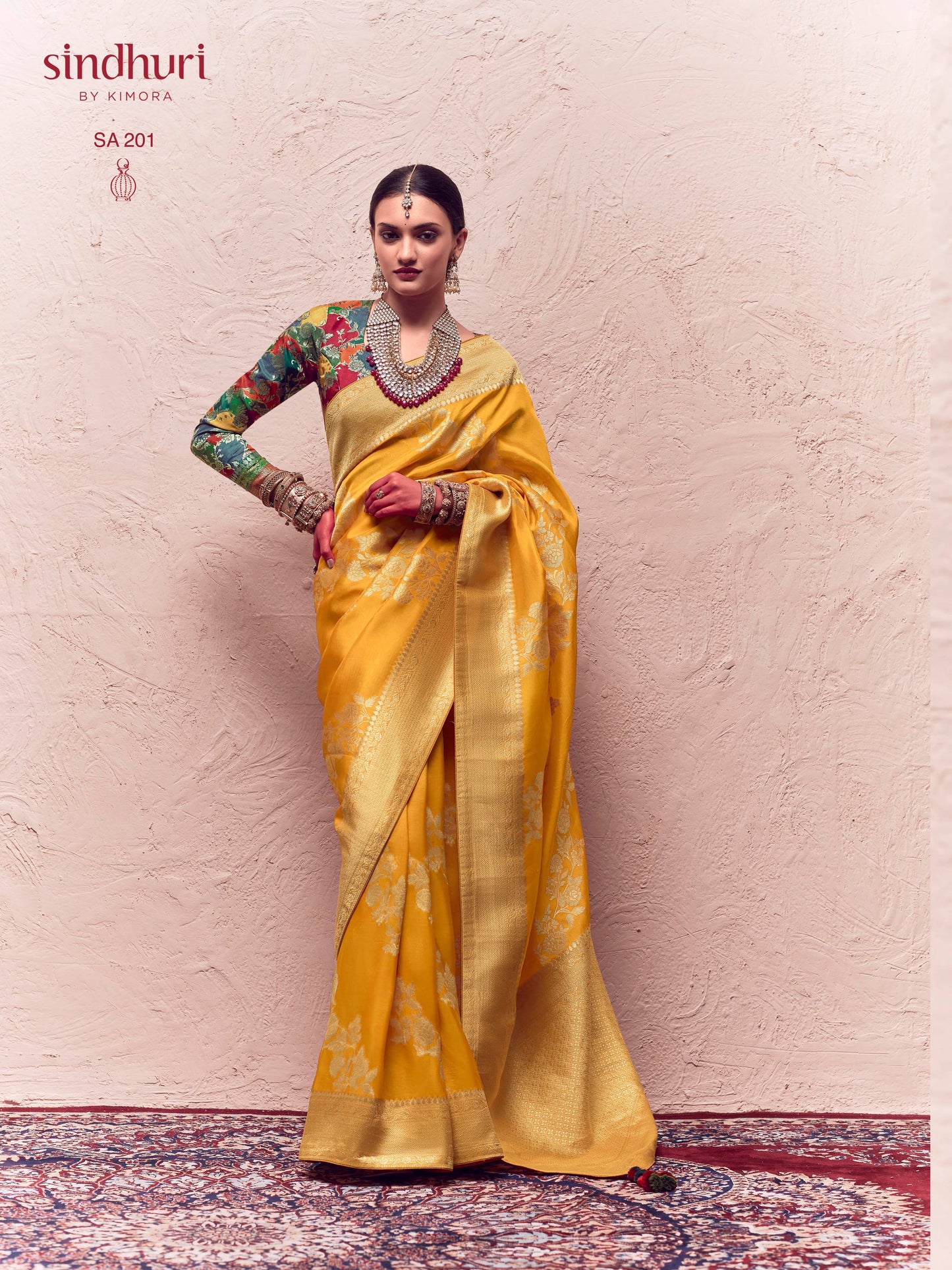 Dhiyona KM Women Floral Banarasi Crepe Dola Silk Saree