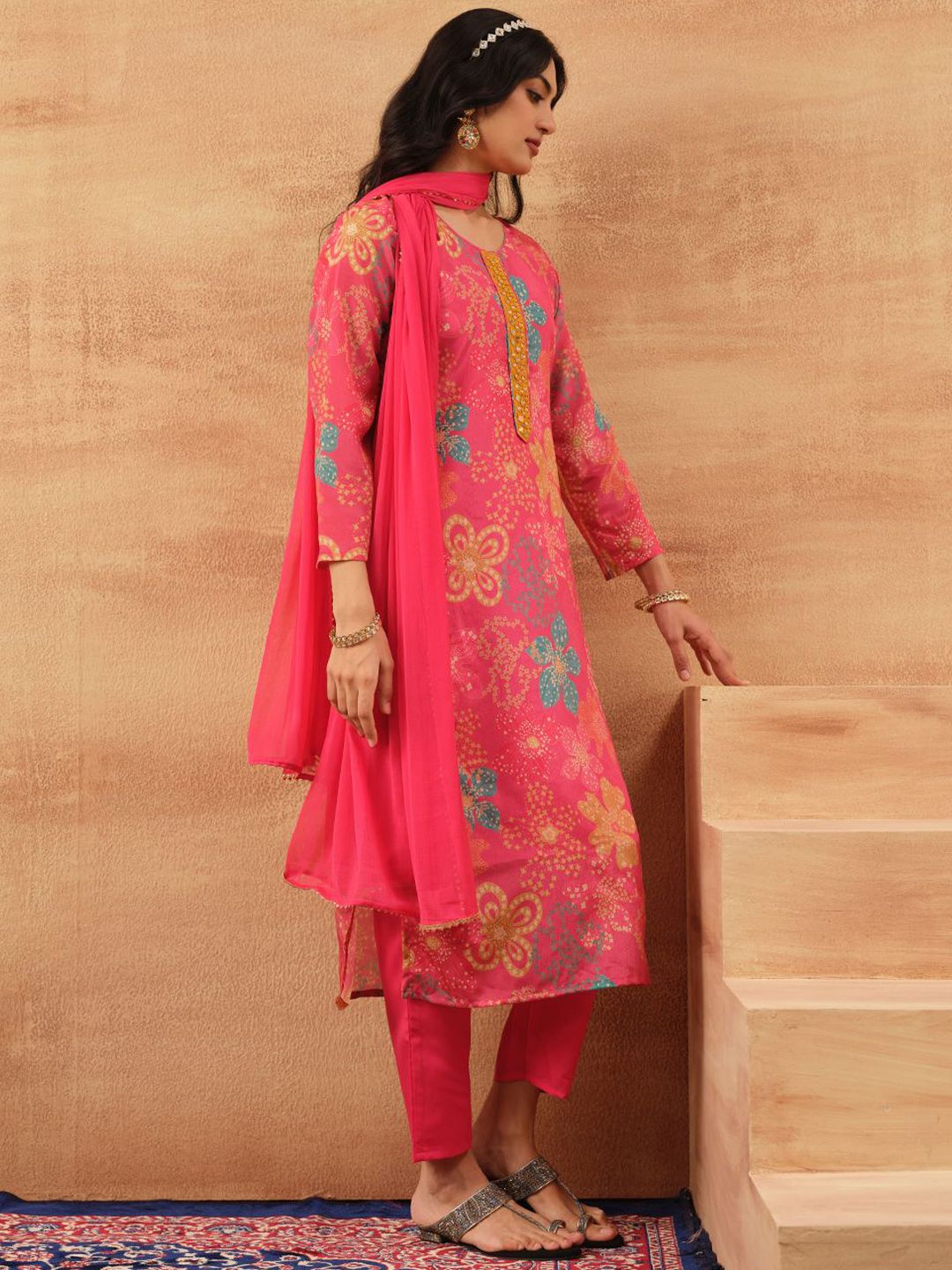 Dhiyona IS Women's Women Printed Kurta with Trousers & Dupatta