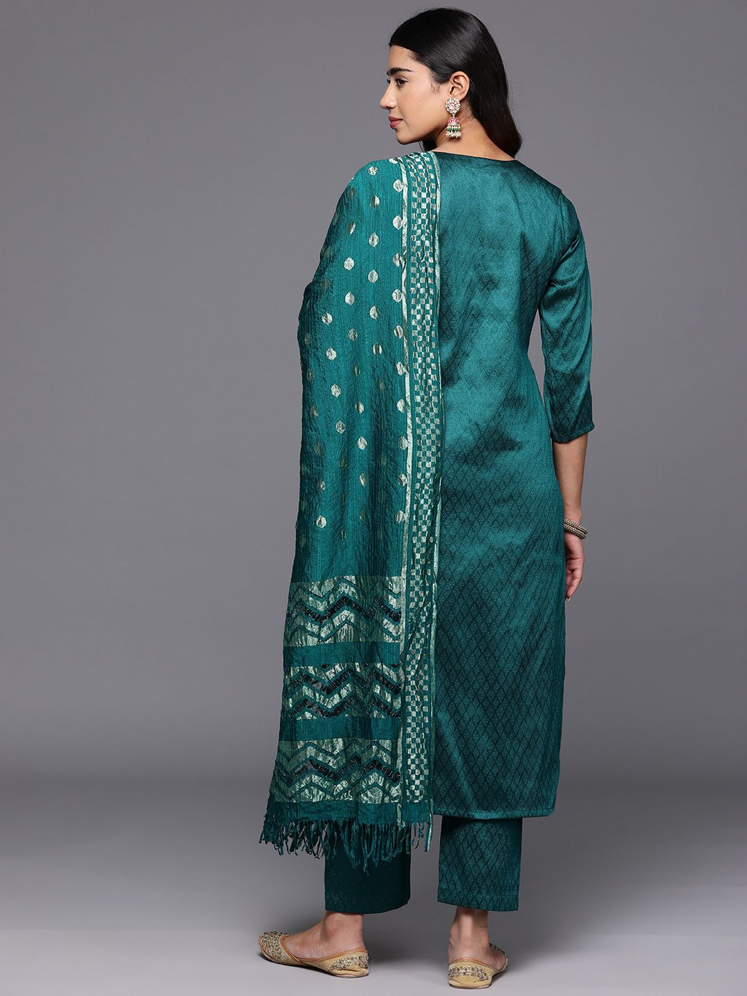 Dhiyona VA Women's Ethnic Motifs Embroidered Straight Kurta with Trousers & With Dupatta