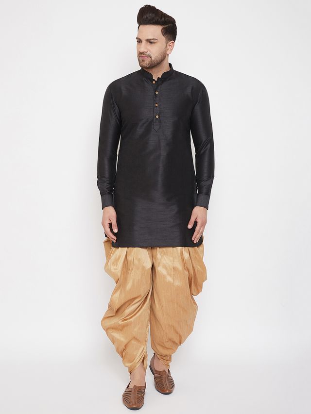 Men's Rose Gold Silk Blend Regular Dhoti