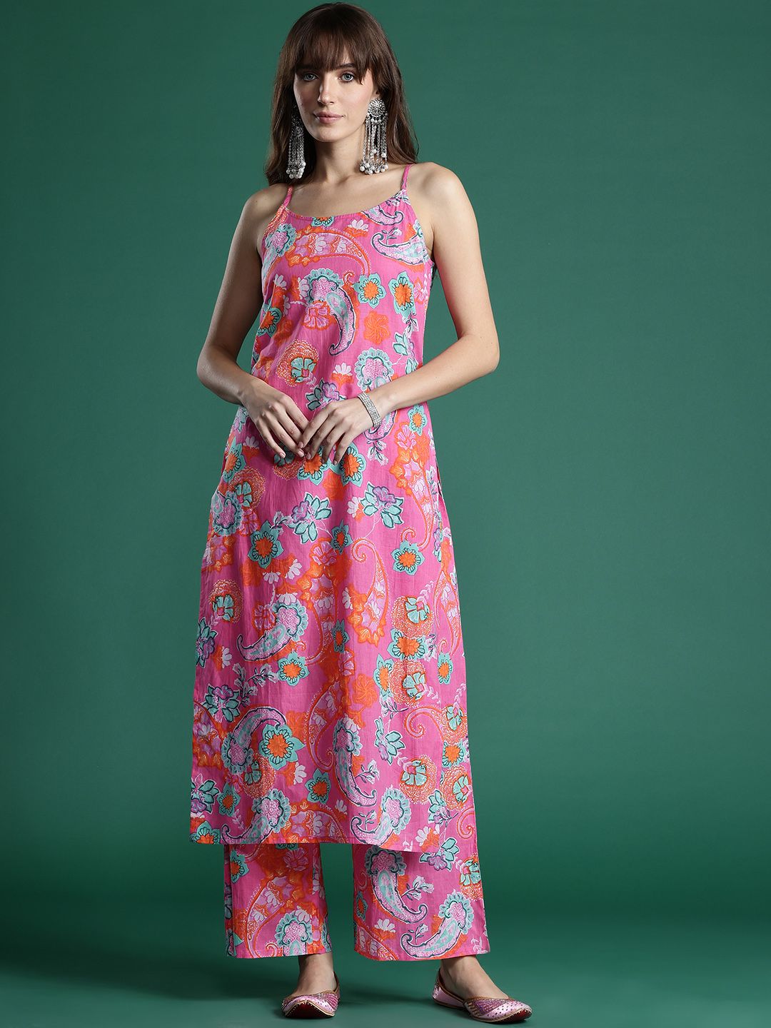 Dhiyona IE Floral Printed Pure Cotton Kurta with Palazzos