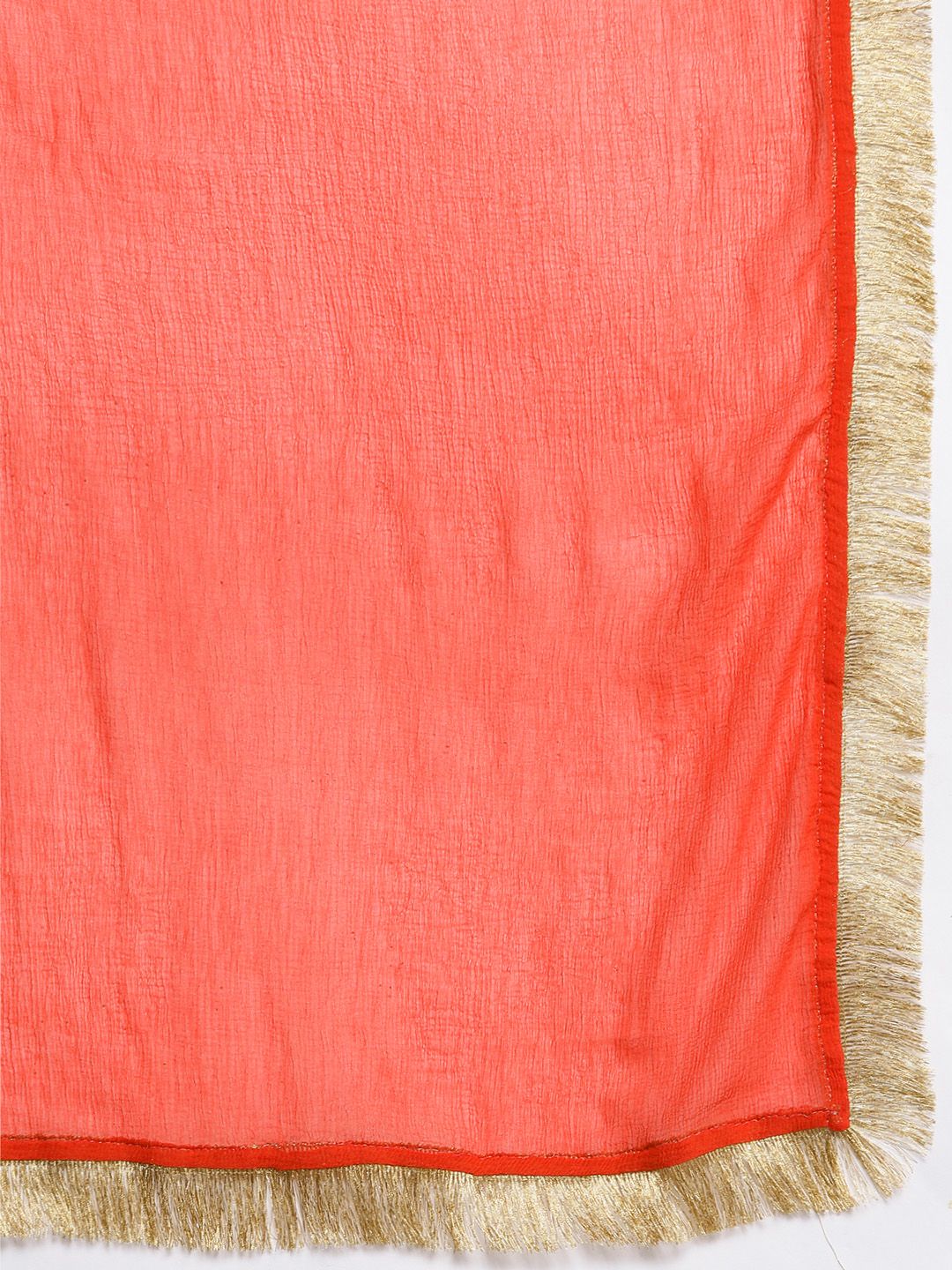 Dhiyona VA Women's Red Leheriya Embroidered Empire Kurta with Trousers & With Dupatta