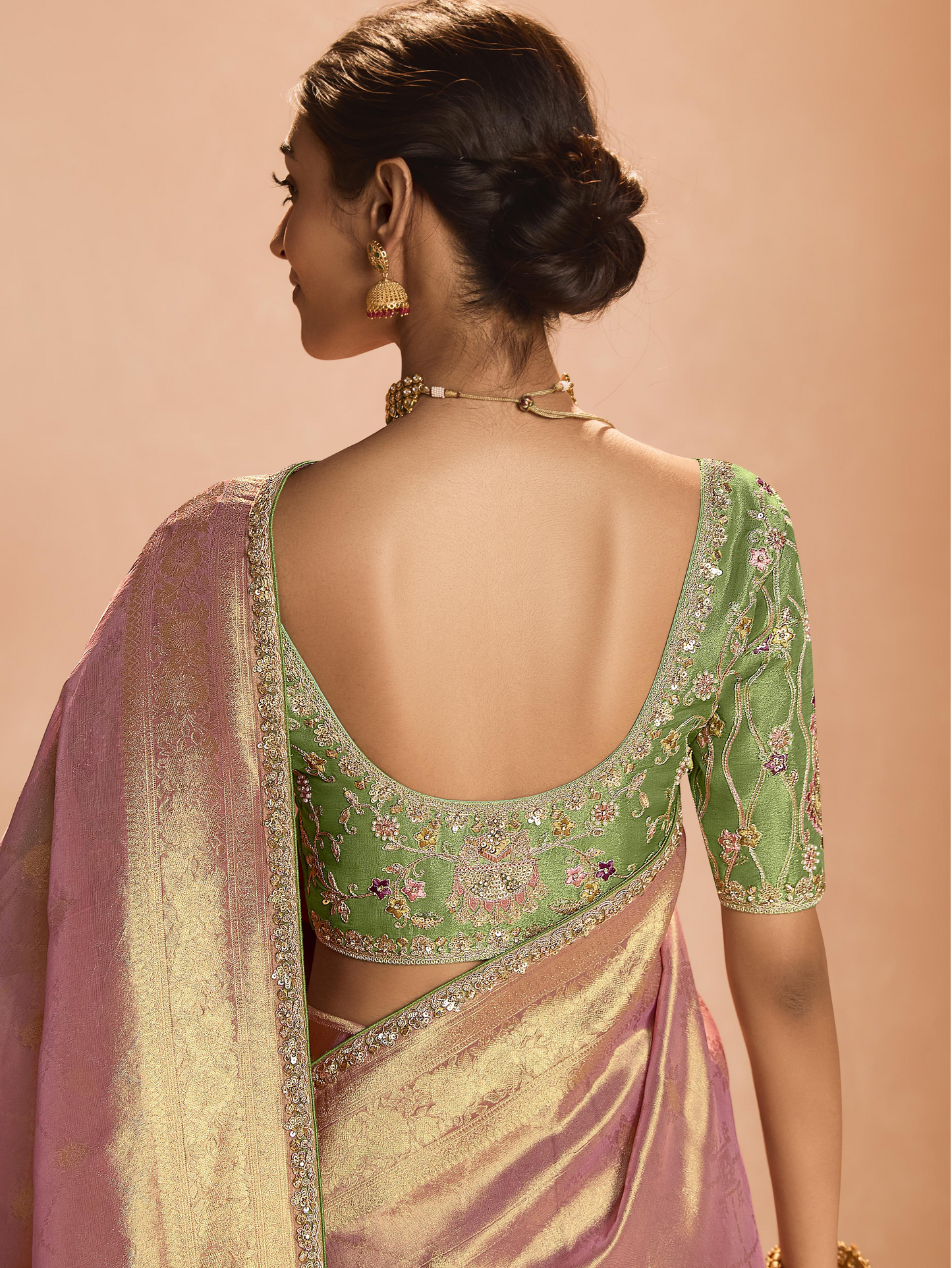 Dhiyona KM Women Blush Pink Kanjivaram Silk Saree