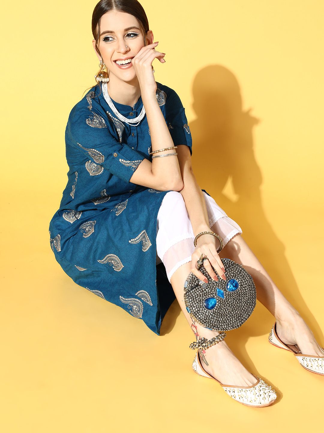Dhiyona IE Printed Cotton Blend Kurta Set