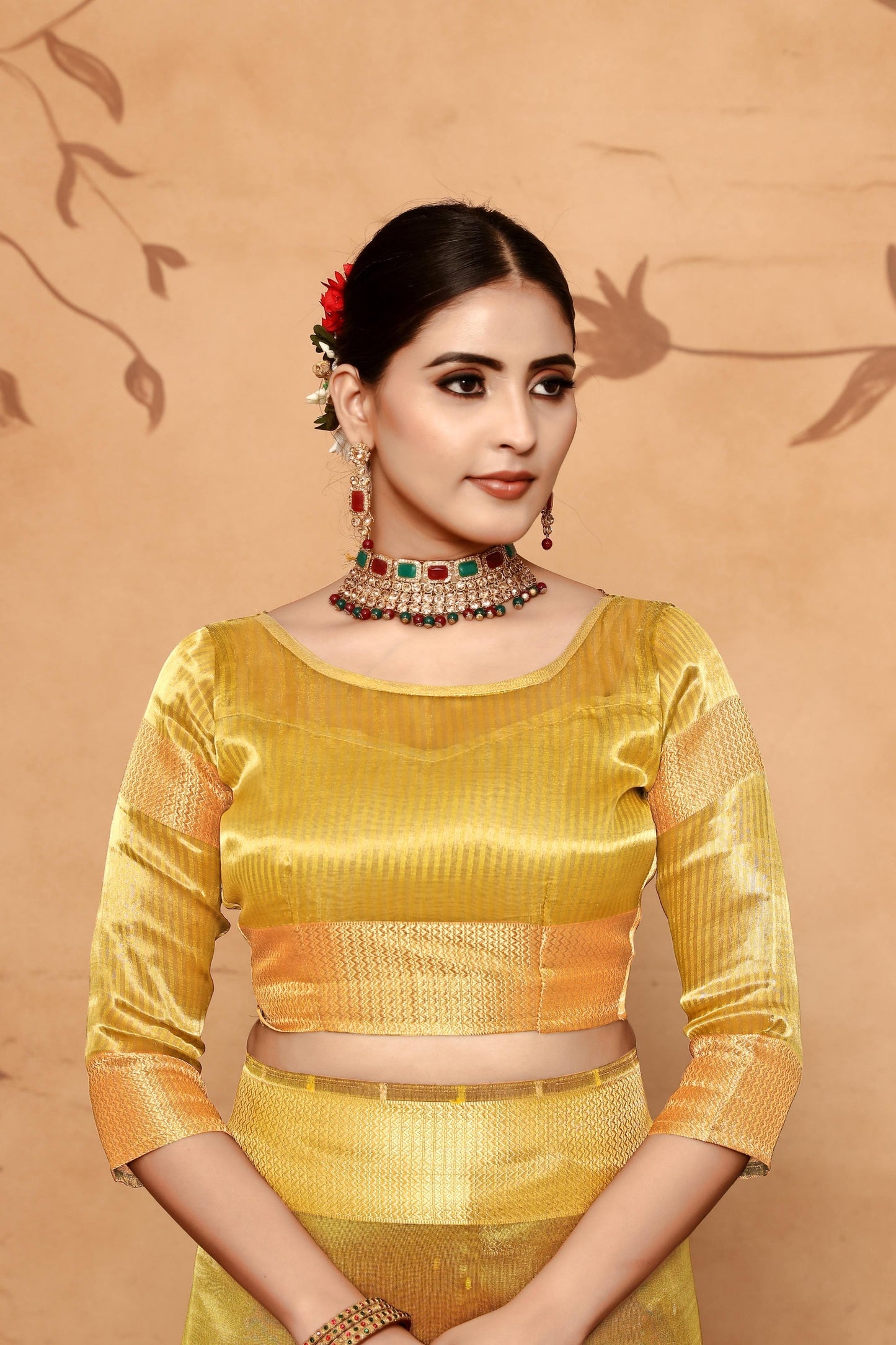 Dhiyona GR Women's Keri Olive Green Tissue Cotton Silk Saree