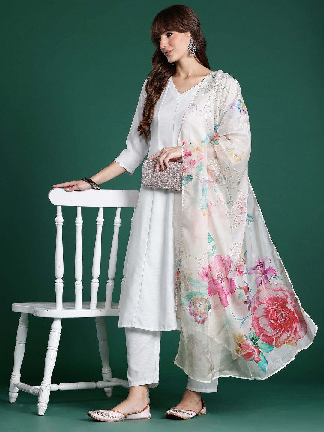 Dhiyona IE Anarkali Kurta with Trousers & With Dupatta