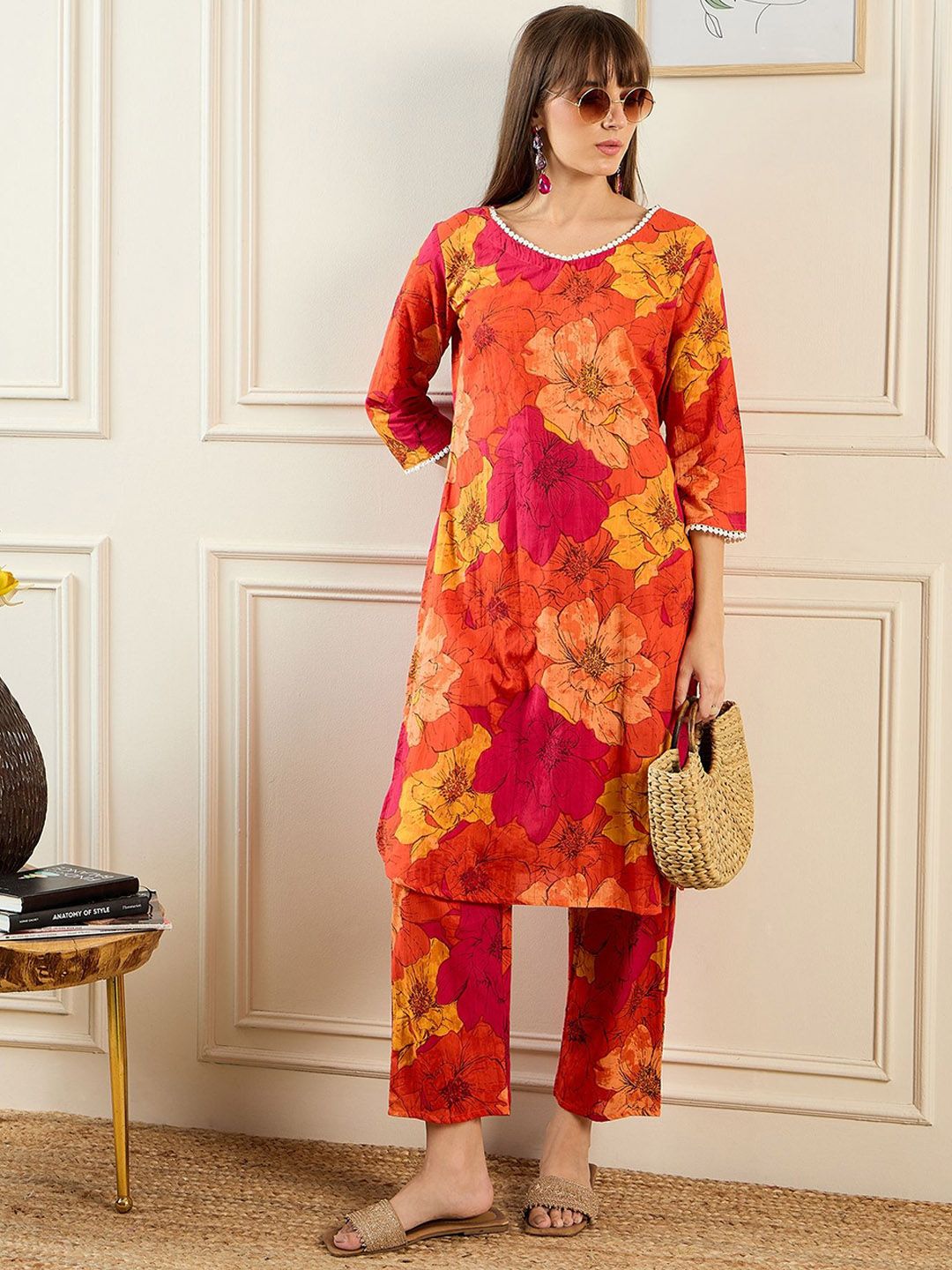 Dhiyona IE Women Orange Kurta Sets