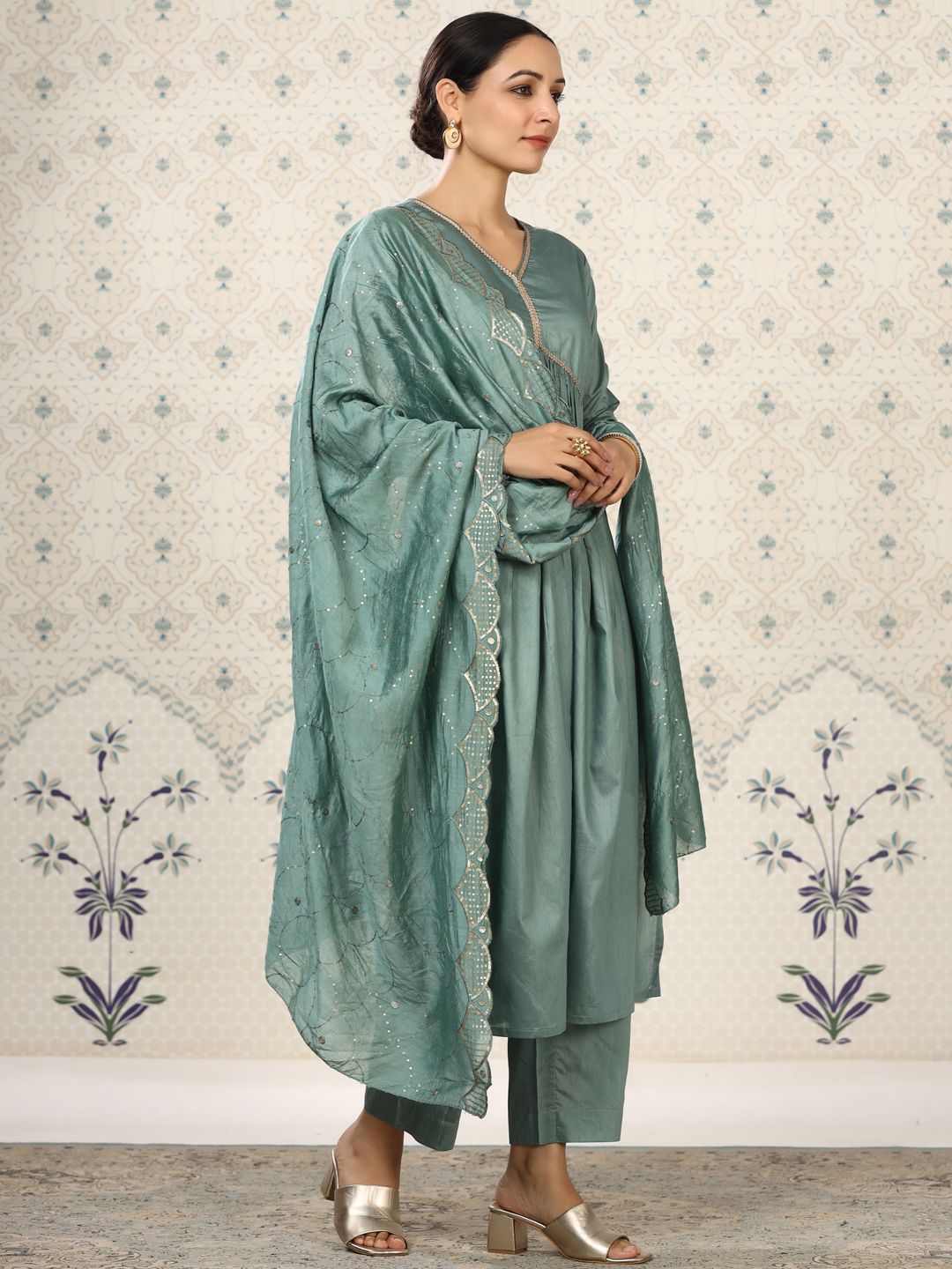 Dhiyona OD Gotta Patti Empire Kurta with Trousers & Dupatta