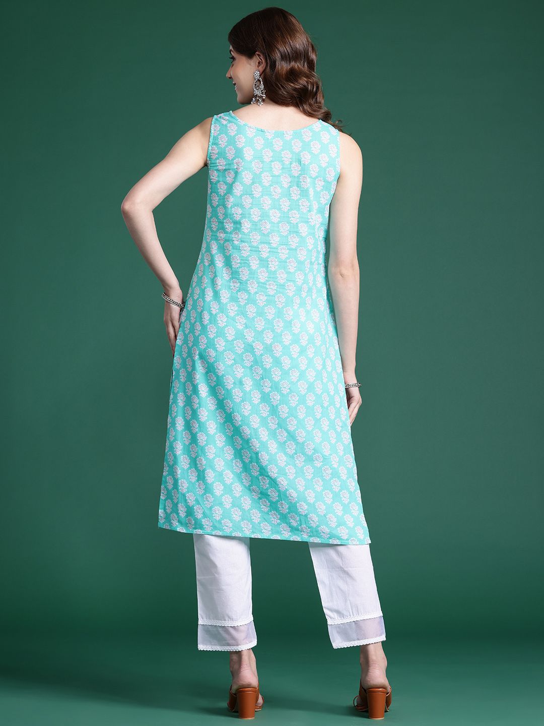 Dhiyona IE Ethnic Motifs Block Printed Pure Cotton Kurta
