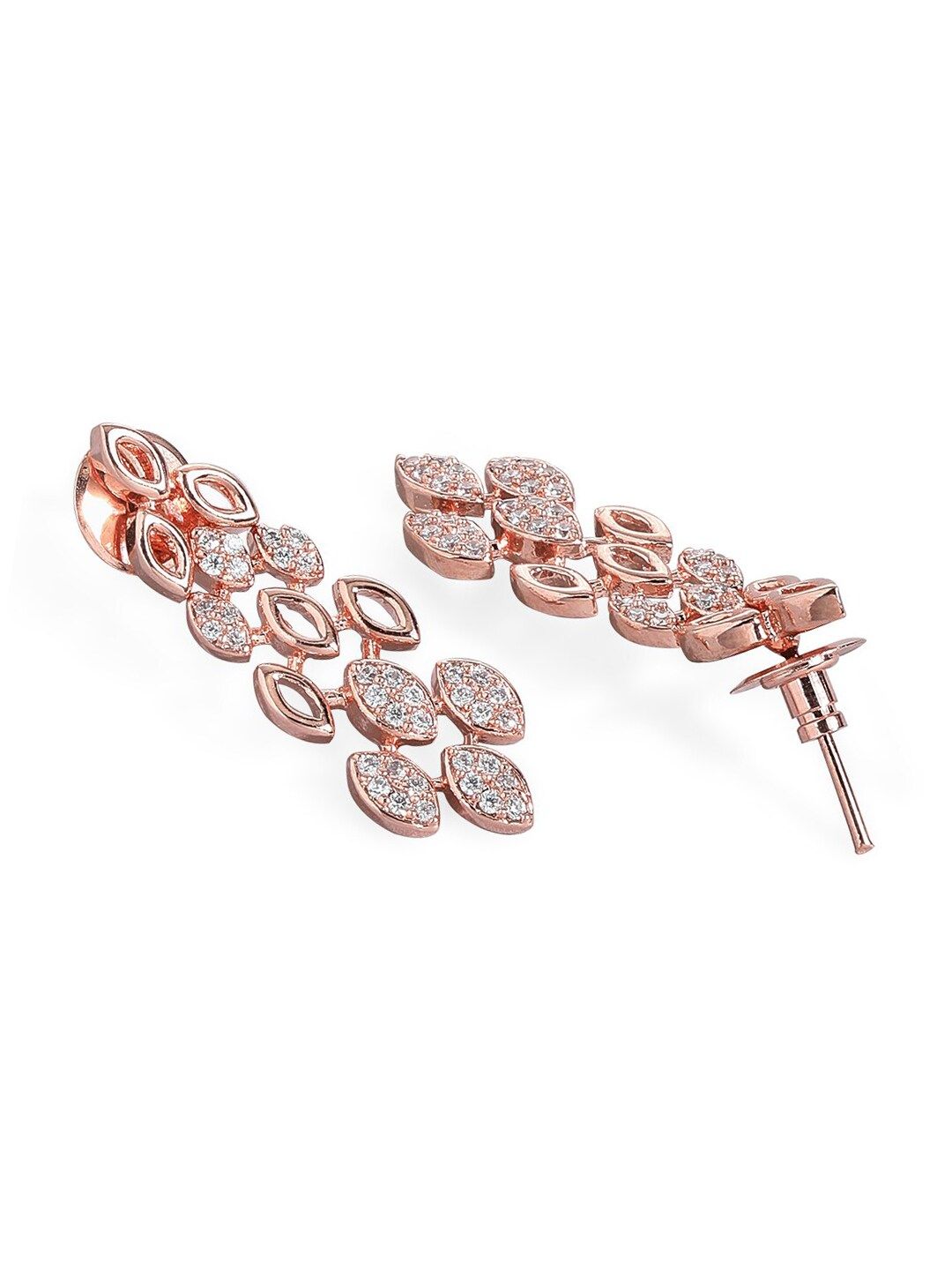 Dhiyona RJ Women's Rose Gold-Plated White CZ-Studded Jewellery Set