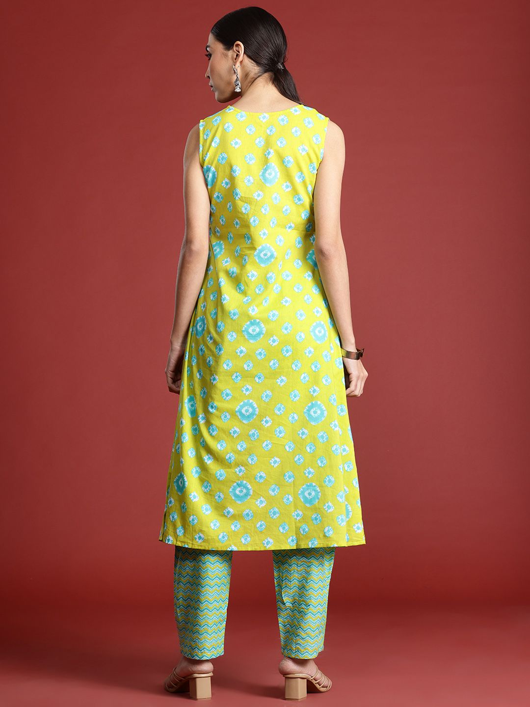 Dhiyona IE Bandhani Printed Pure Cotton Kurta with Trousers