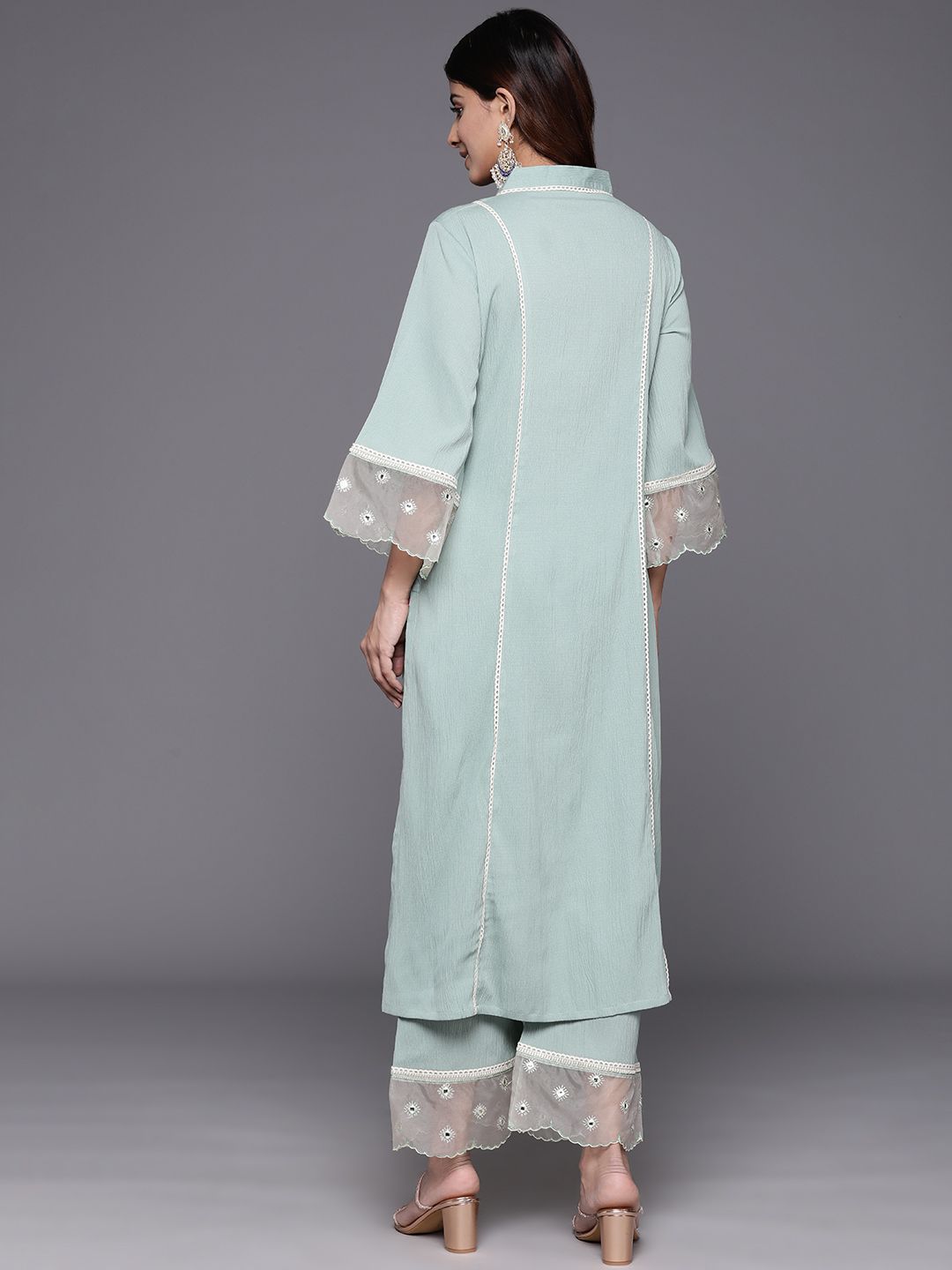 Dhiyona VA Women's Regular Silk Crepe Kurta with Trousers