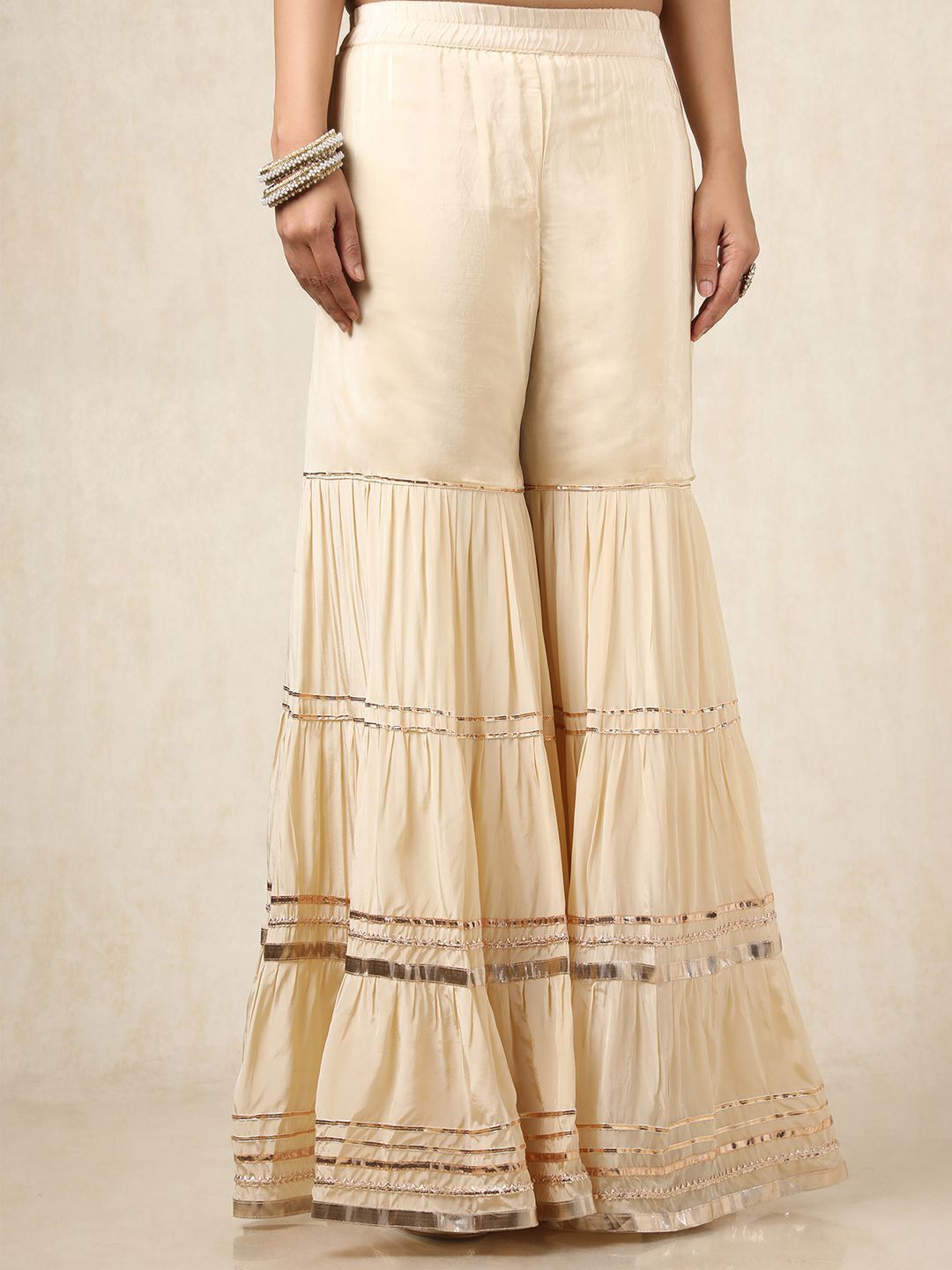 Dhiyona SO Women's Floral Embroidered Sequinned Straight Kurti With Sharara And Dupatta