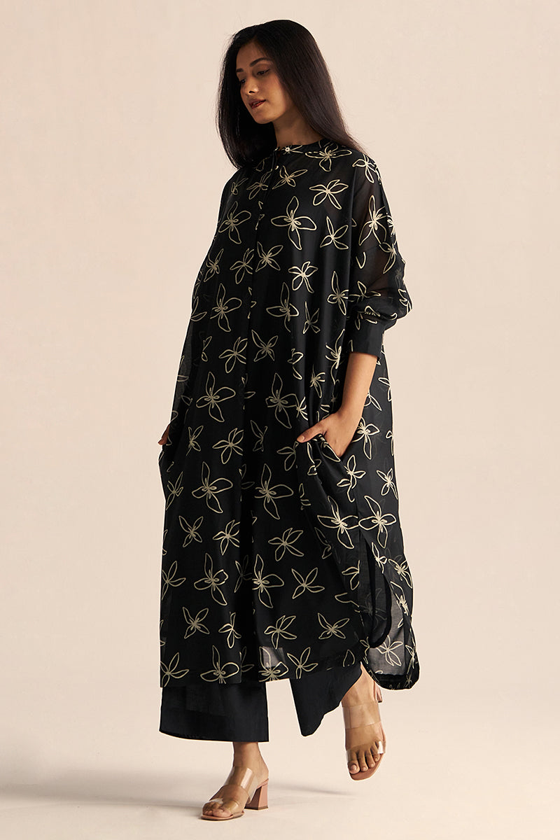Dhiyona GF black floral print co ord set