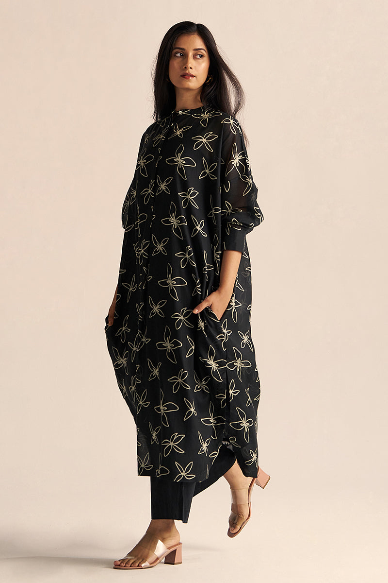 Dhiyona GF black floral print co ord set