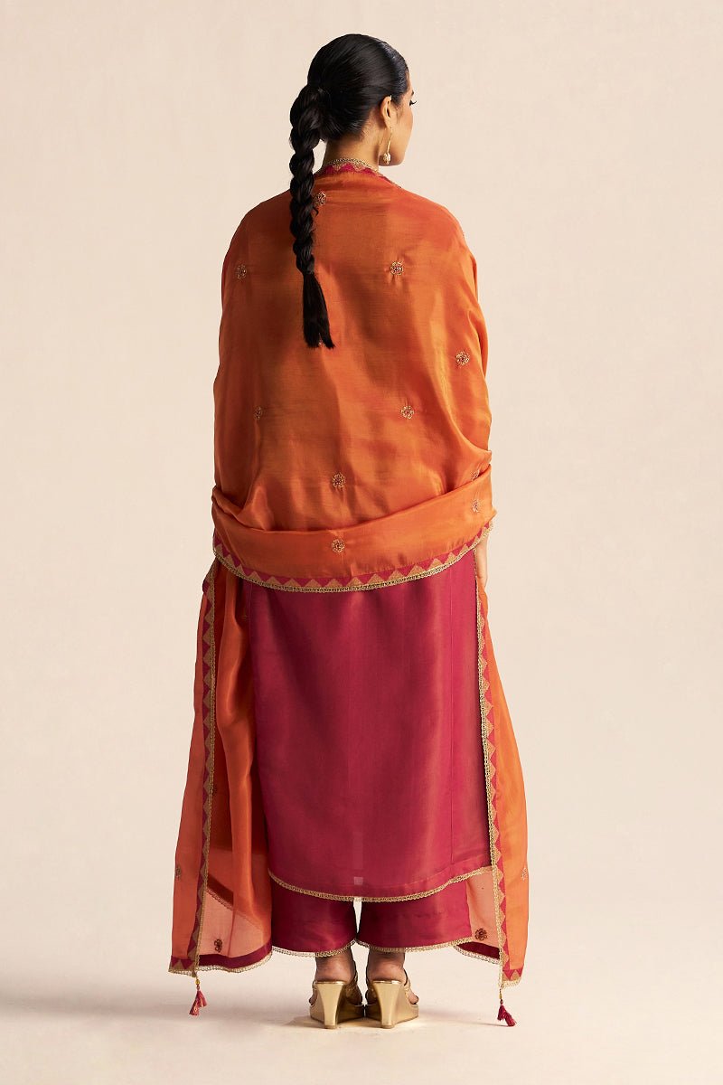 Dhiyona GF cherries jubilee kurta with burnt sienna dupatta festive kurta set