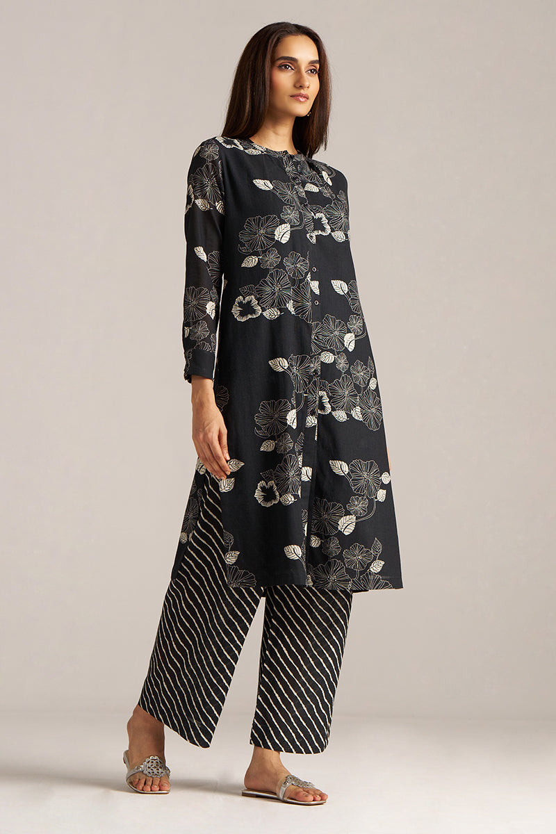 Dhiyona GF black and white linen print co ord set