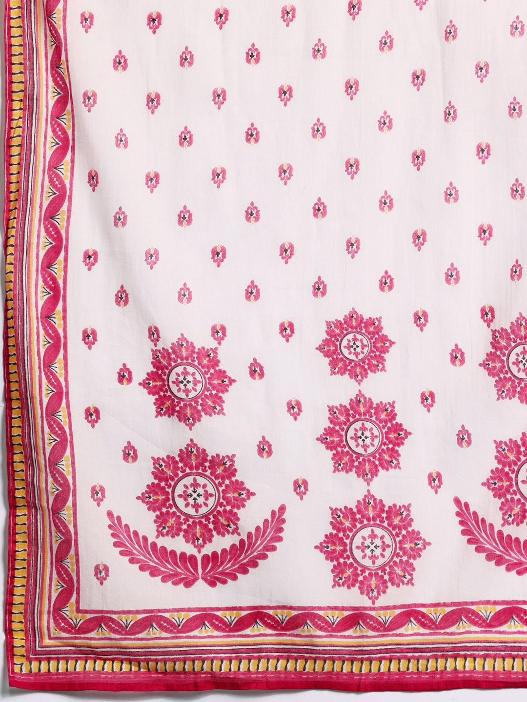 Dhiyona IE Ethnic Motifs Embroidered Panelled Pure Cotton Kurta with Trousers & Dupatta