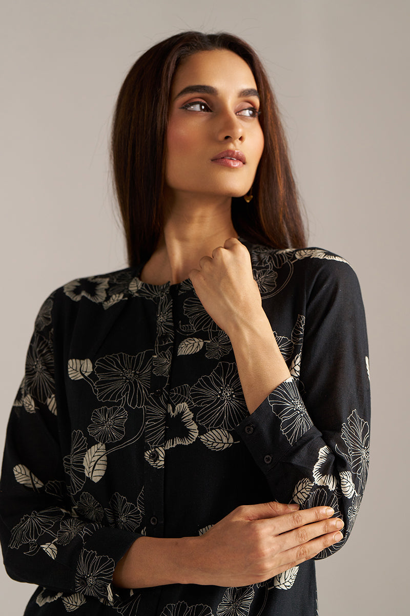 Dhiyona GF black and white linen print co ord set