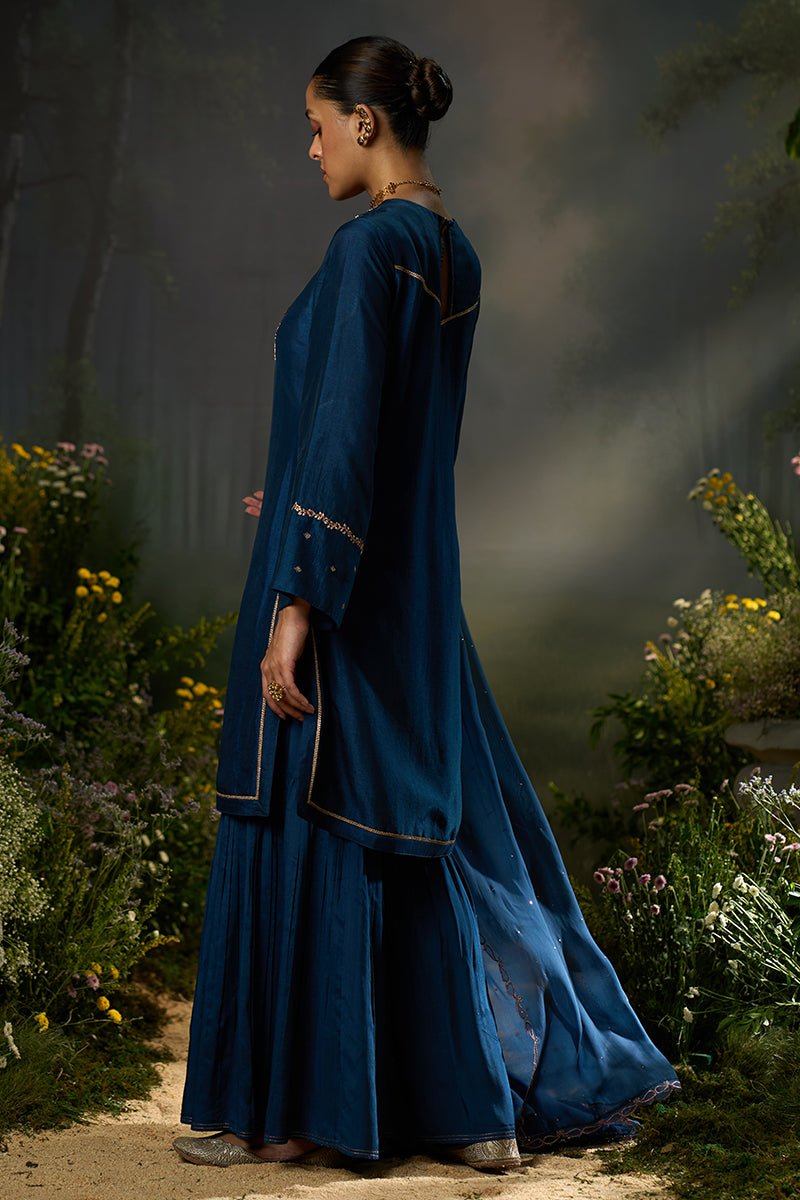 Dhiyona GF moonlit ocean raw silk festive kurta set