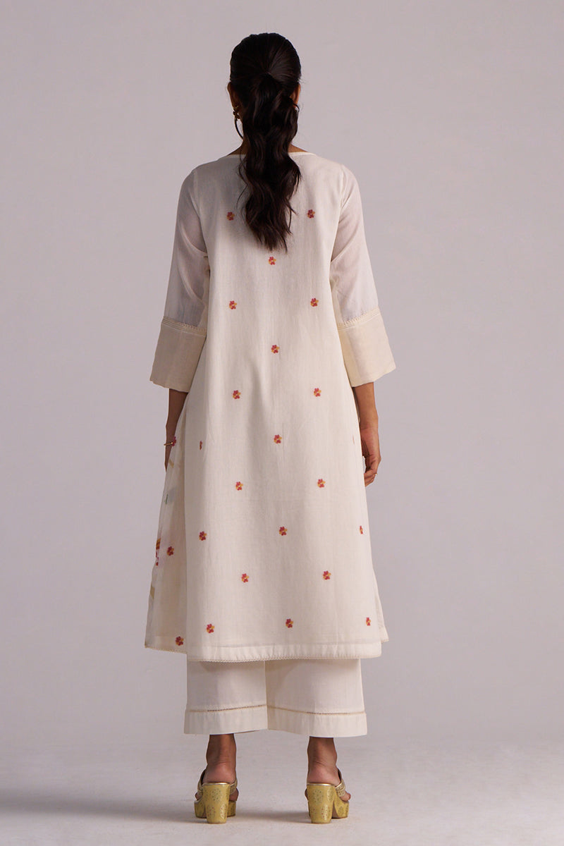 Dhiyona GF Women's Ivory Jamdani Woven Pure Cotton Co-ord Set