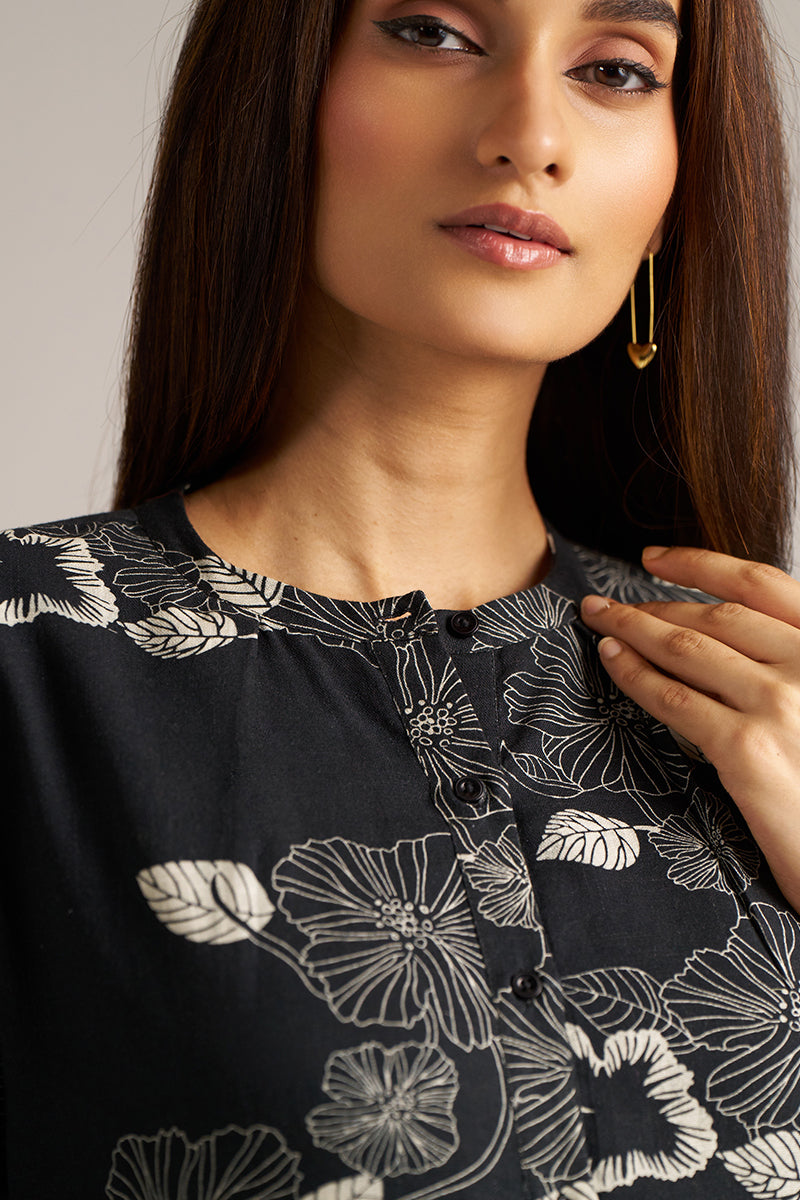 Dhiyona GF black and white linen print co ord set