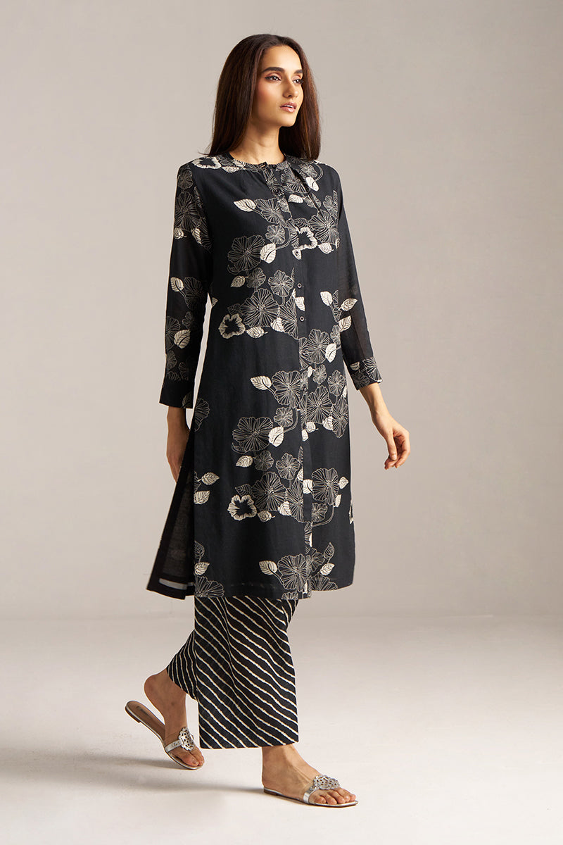 Dhiyona GF black and white linen print co ord set