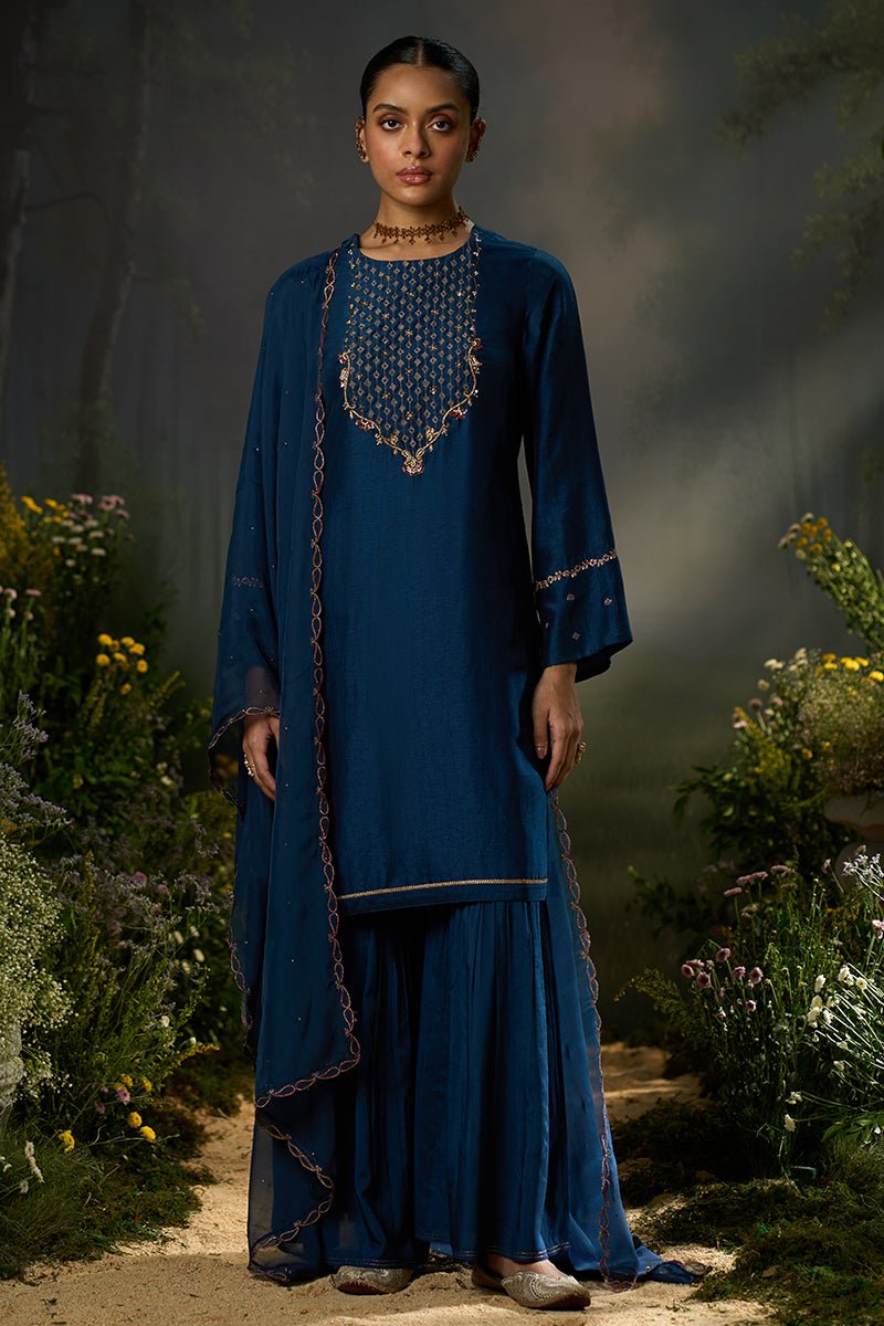 Dhiyona GF moonlit ocean raw silk festive kurta set