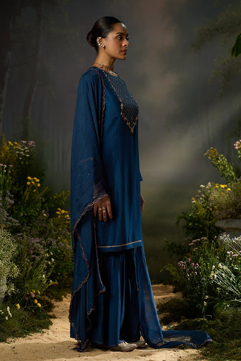 Dhiyona GF moonlit ocean raw silk festive kurta set