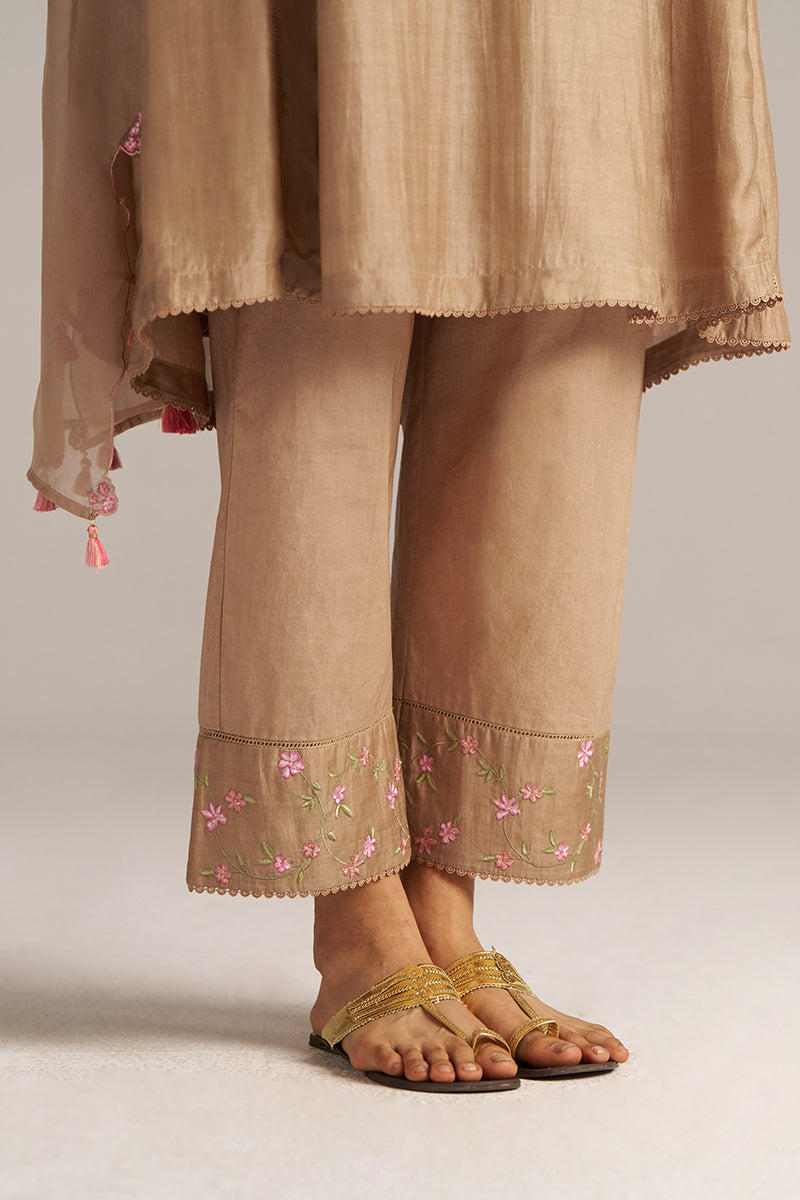 Dhiyona GF Women's Praline Brown Bemberg Silk Festive Kurta Set