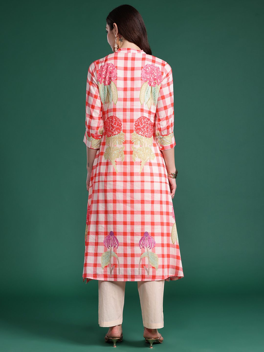 Dhiyona IE Floral Printed Regular Pure Cotton Kurta with Trousers