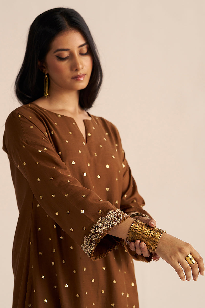 Dhiyona GF toffee embroidered festive co ord set