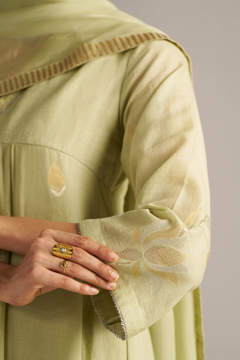 Dhiyona GF Women's Pistachio Woven Mul Cotton Festive Kurta Set
