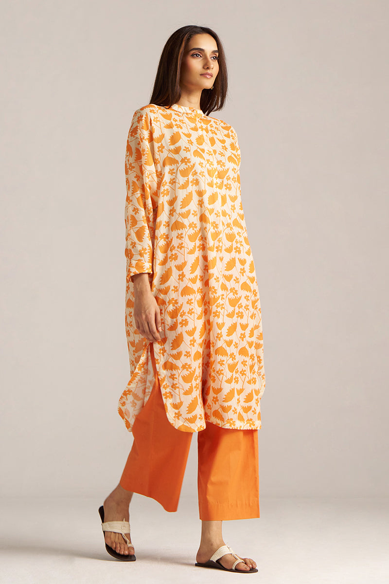 Dhiyona GF celosia orange and cream print co ord set