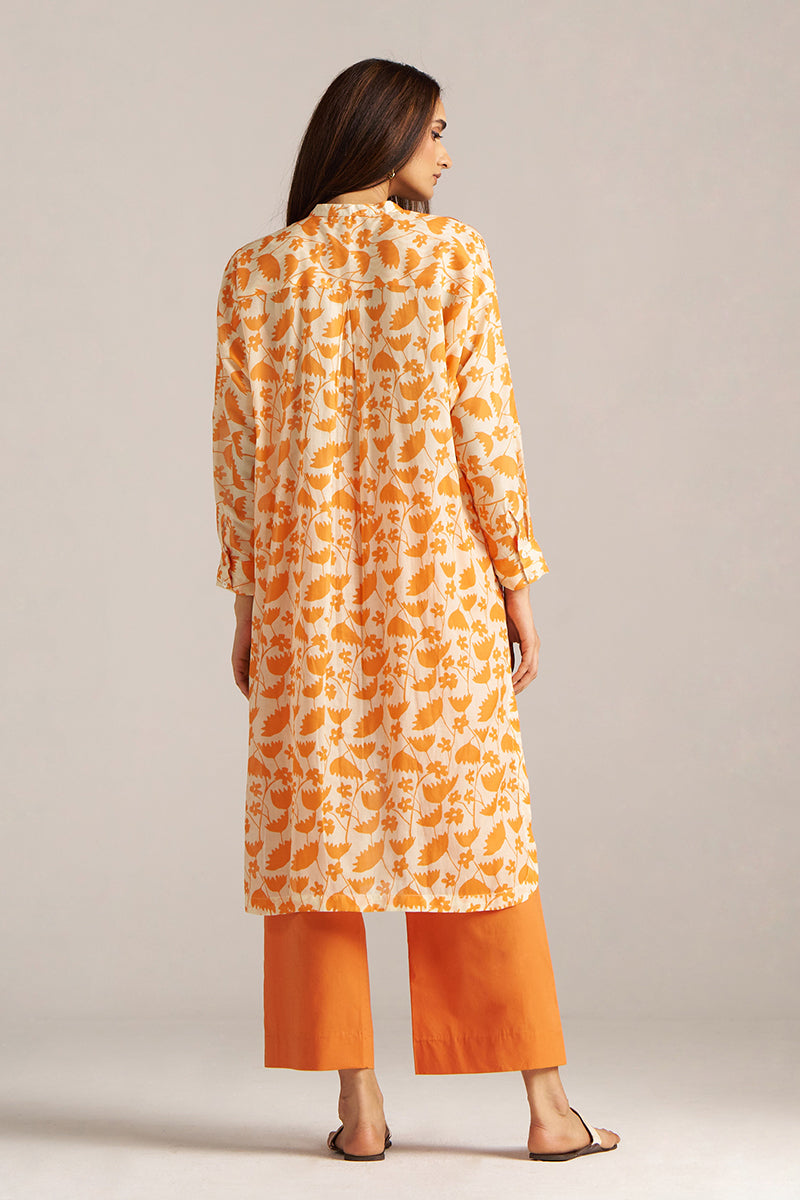 Dhiyona GF celosia orange and cream print co ord set