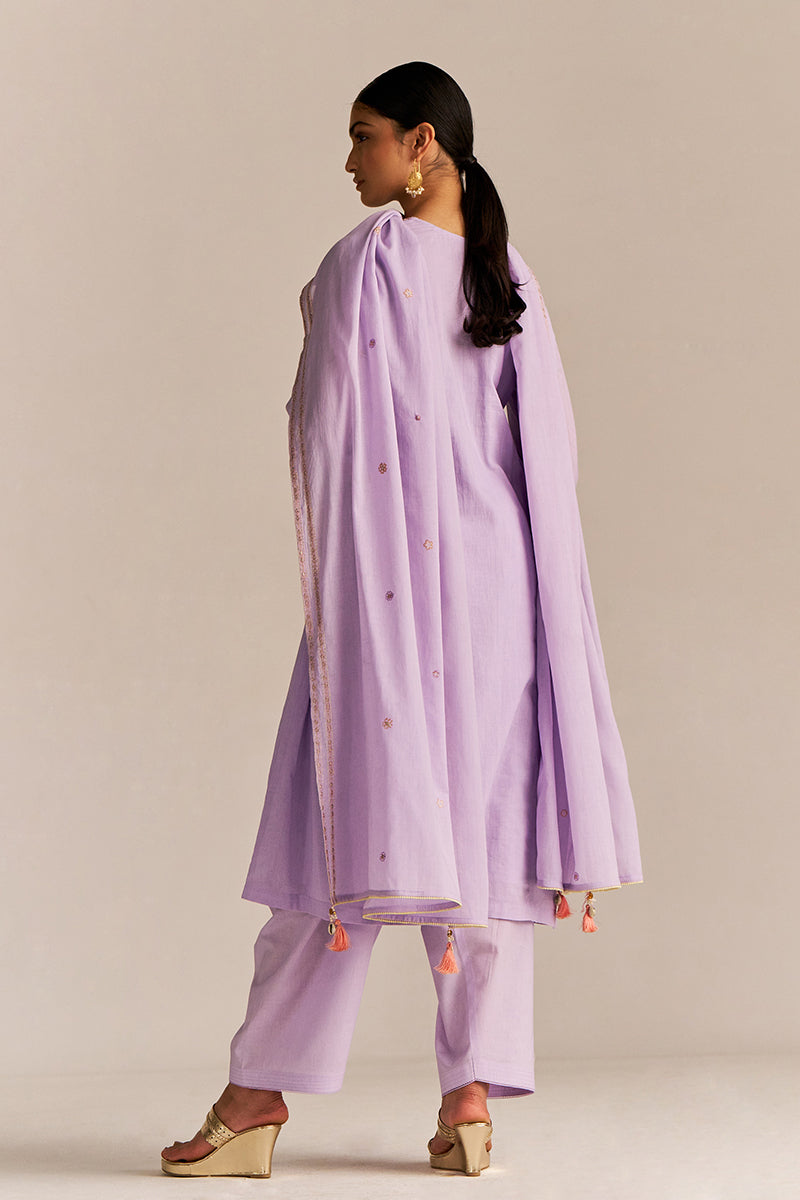 Dhiyona GF Women's Pastel Lilac Mul-Mul Kurta Set