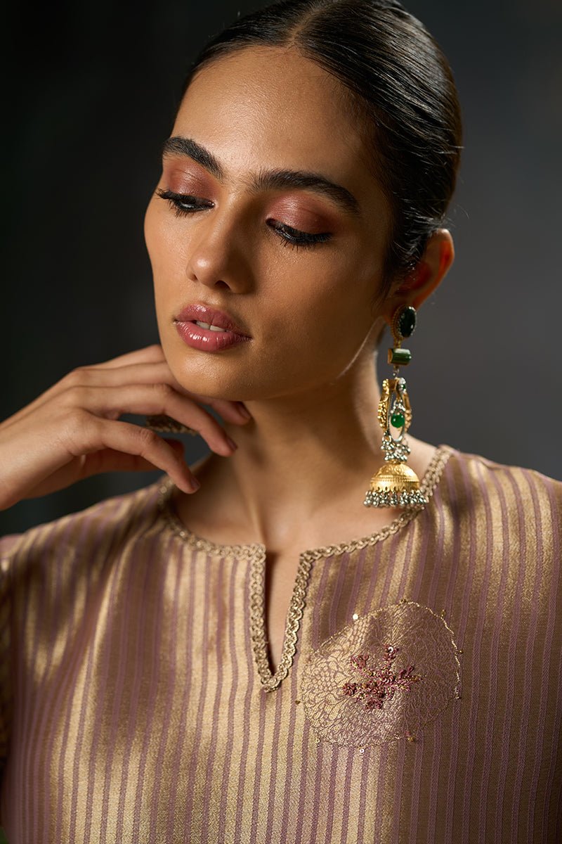 Dhiyona GF burlwood mauve woven festive kurta set