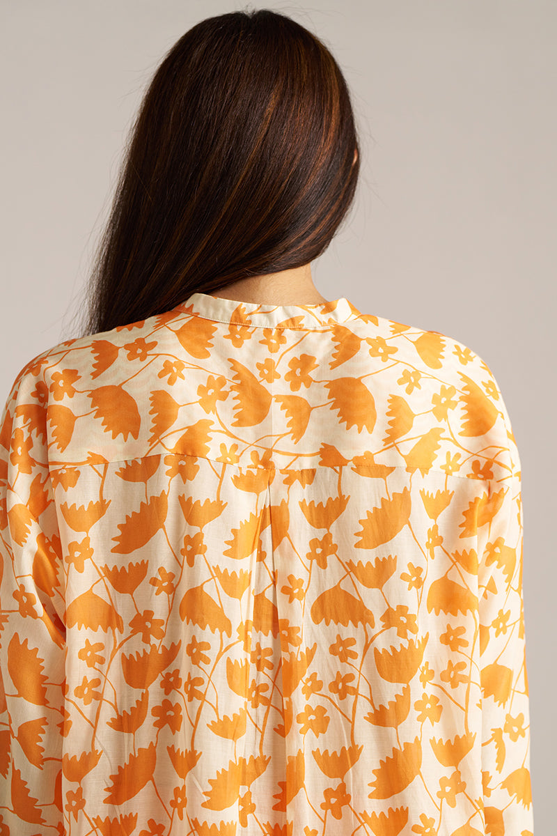 Dhiyona GF celosia orange and cream print co ord set