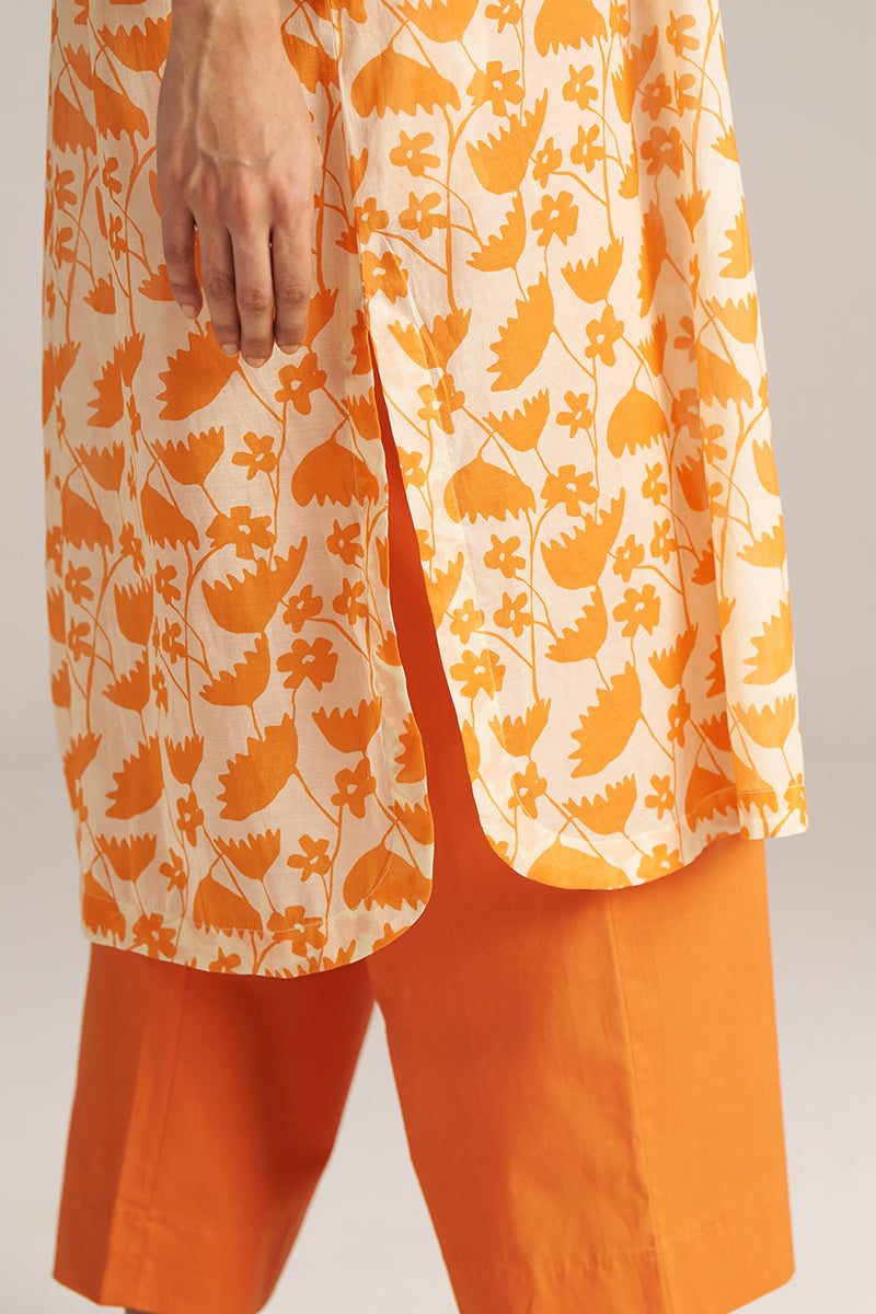Dhiyona GF celosia orange and cream print co ord set