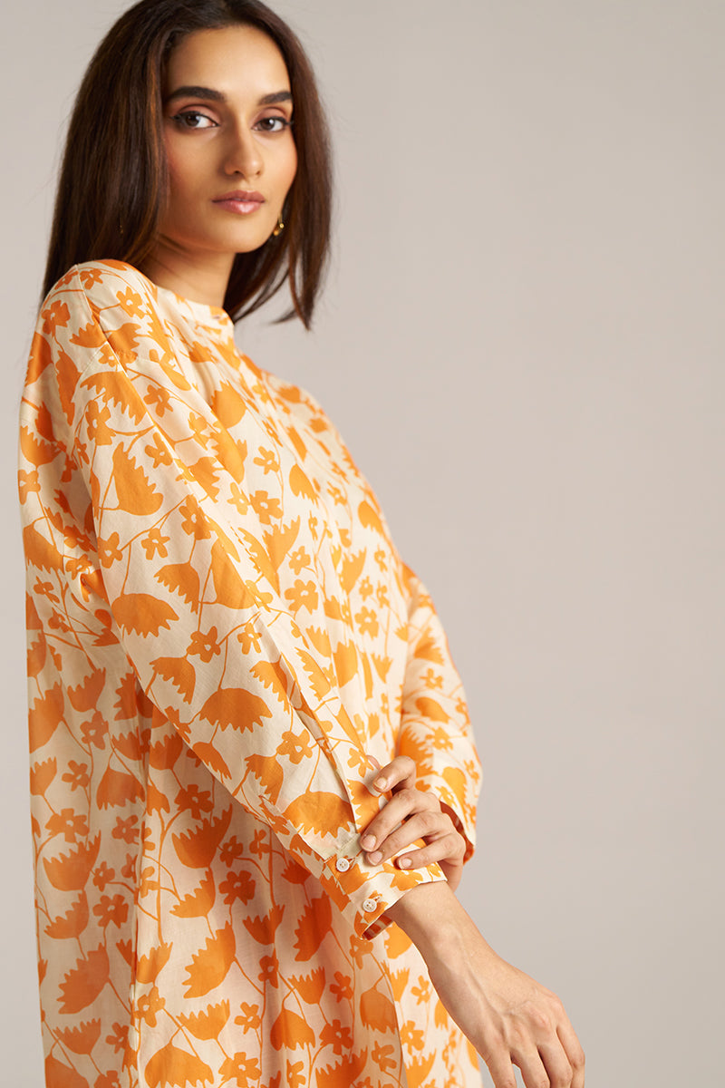 Dhiyona GF celosia orange and cream print co ord set