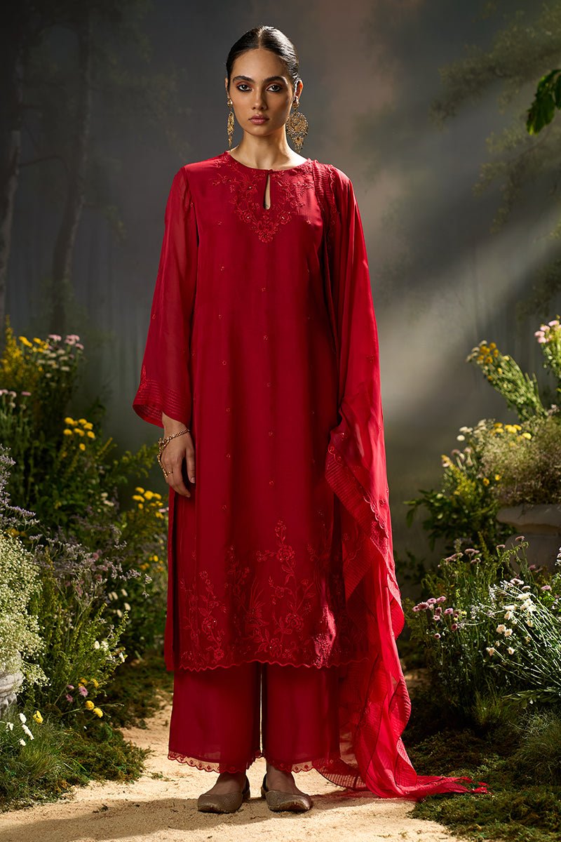 Dhiyona GF salsa red festive kurta set