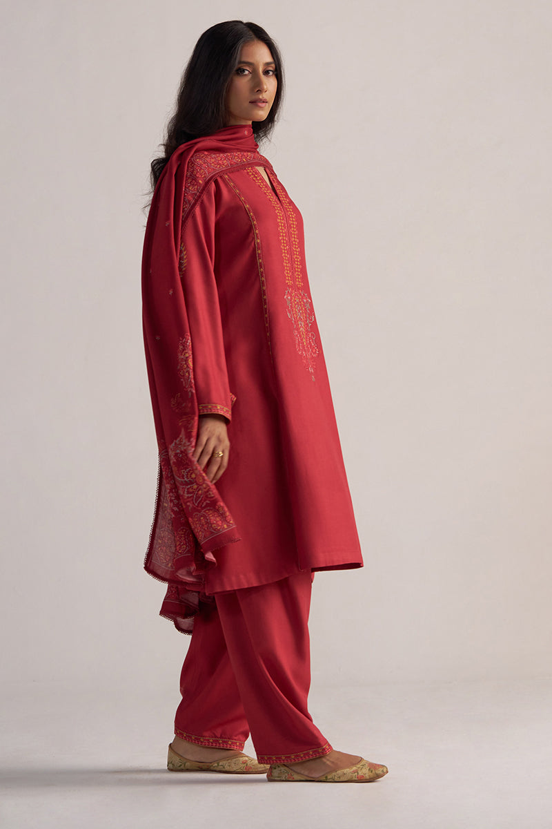 Dhiyona GF Women's Jester Red Pashmina Kurta Set