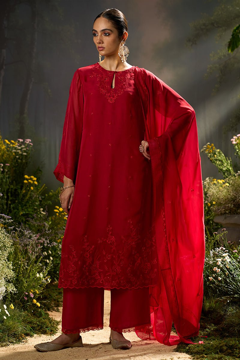 Dhiyona GF salsa red festive kurta set
